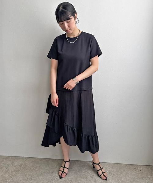 LHELBIE(レルビエ)の「フリルスカートドッキングワンピース(ワンピース・レディース・ブラウン/ブルー/ブラック・M)」の18枚目の写真
