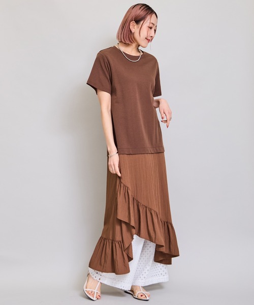 LHELBIE(レルビエ)の「フリルスカートドッキングワンピース(ワンピース・レディース・ブラウン/ブルー/ブラック・M)」の5枚目の写真