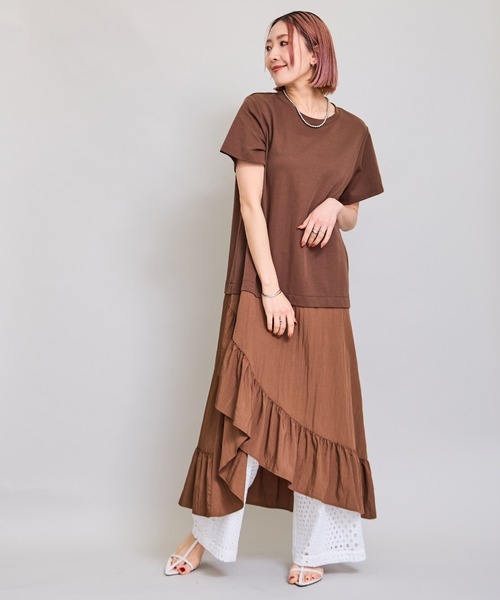 LHELBIE(レルビエ)の「フリルスカートドッキングワンピース(ワンピース・レディース・ブラウン/ブルー/ブラック・M)」の13枚目の写真