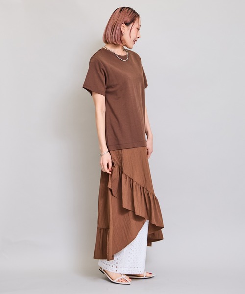 LHELBIE(レルビエ)の「フリルスカートドッキングワンピース(ワンピース・レディース・ブラウン/ブルー/ブラック・M)」の12枚目の写真