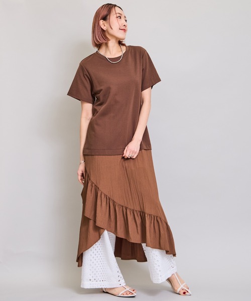 LHELBIE(レルビエ)の「フリルスカートドッキングワンピース(ワンピース・レディース・ブラウン/ブルー/ブラック・M)」の10枚目の写真