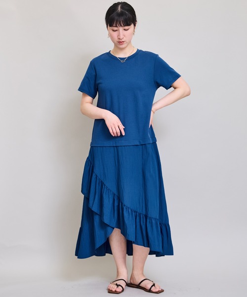 LHELBIE(レルビエ)の「フリルスカートドッキングワンピース(ワンピース・レディース・ブラウン/ブルー/ブラック・M)」の7枚目の写真