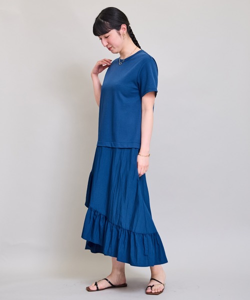 LHELBIE(レルビエ)の「フリルスカートドッキングワンピース(ワンピース・レディース・ブラウン/ブルー/ブラック・M)」の17枚目の写真