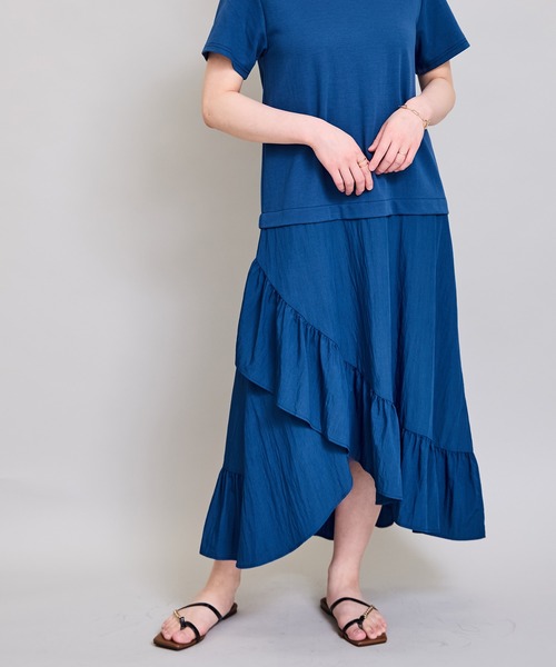 LHELBIE(レルビエ)の「フリルスカートドッキングワンピース(ワンピース・レディース・ブラウン/ブルー/ブラック・M)」の6枚目の写真
