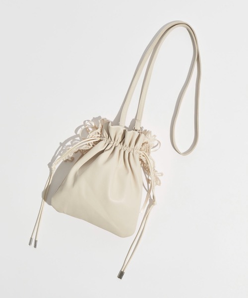tanakadaisuke(タナカダイスケ)の「【tanakadaisuke/タナカダイスケ】lace flower drawstring sacoche/レースバッグ(ショルダーバッグ・レディース・ブラック/ベージュ・FREE)」の21枚目の写真