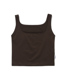 ke504. Square Neck Cropped Sleeveless Brown