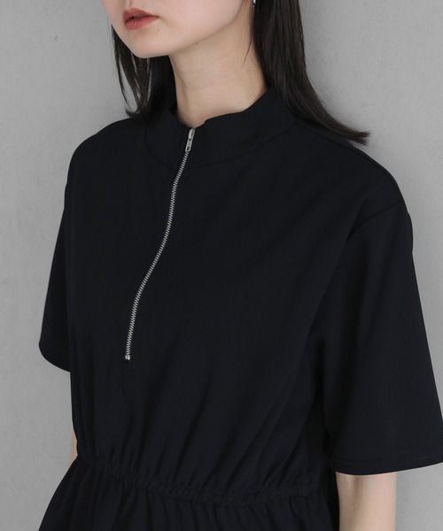 &g'aime(アンジェム)の「【&g'aime 】ハーフジップペプラムトップス Half-Zip Peplum Top(Tシャツ/カットソー・レディース・ブラック/ホワイト・FREE)」の17枚目の写真