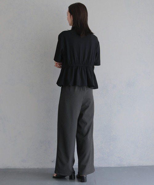 &g'aime(アンジェム)の「【&g'aime 】ハーフジップペプラムトップス Half-Zip Peplum Top(Tシャツ/カットソー・レディース・ブラック/ホワイト・FREE)」の8枚目の写真