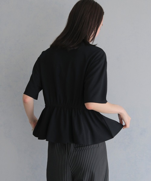 &g'aime(アンジェム)の「【&g'aime 】ハーフジップペプラムトップス Half-Zip Peplum Top(Tシャツ/カットソー・レディース・ブラック/ホワイト・FREE)」の15枚目の写真