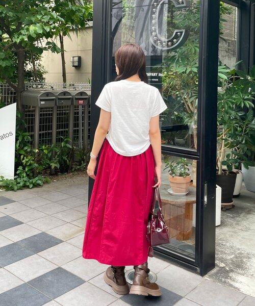 CIAOPANIC(チャオパニック)の「コクーンシルエットミモレ丈スカート(スカート・レディース・ブラック/レッド/ホワイト・ONE SIZE)」の5枚目の写真