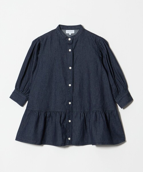 green label relaxing(グリーンレーベルリラクシング)の「デニム スタンドカラー フリル ワンピース / キッズ 100cm-160cm(ワンピース・キッズ・コバルトブルー/ネイビー・100cm/110cm/160cm/120cm/150cm/140cm/130cm)」の2枚目の写真