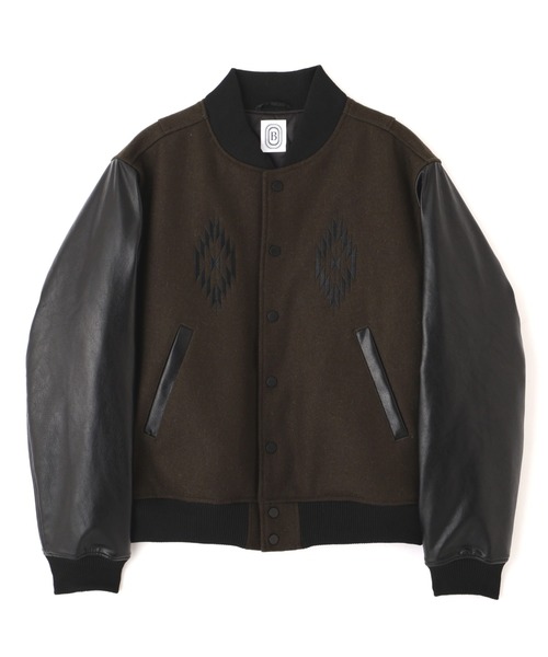 BEAVER(ビーバー)の「B omnivore/ビーオムニボー STADIUM JACKET スタジアムジャケット(スタジャン・メンズ・ブラック/オリーブ・M/L)」の1枚目の写真