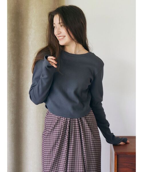 Ungrid(アングリッド)の「バックオープンハニカムショートロングスリーブTee(Tシャツ/カットソー・レディース・ライトグレー/ピンク/チャコールグレー・FREE)」の12枚目の写真