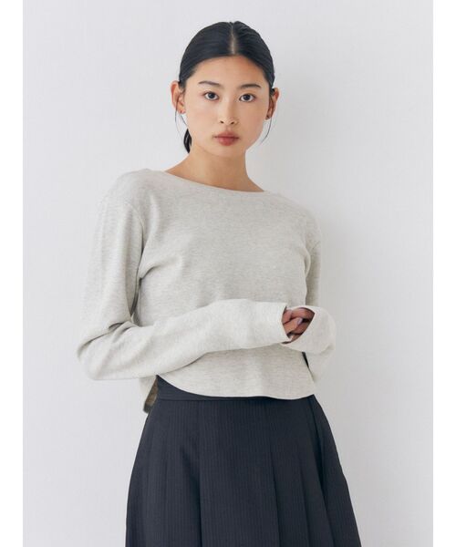 Ungrid(アングリッド)の「バックオープンハニカムショートロングスリーブTee(Tシャツ/カットソー・レディース・ライトグレー/ピンク/チャコールグレー・FREE)」の15枚目の写真