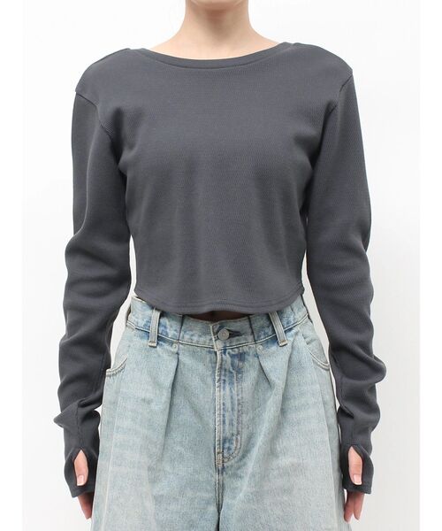 Ungrid(アングリッド)の「バックオープンハニカムショートロングスリーブTee(Tシャツ/カットソー・レディース・ライトグレー/ピンク/チャコールグレー・FREE)」の21枚目の写真