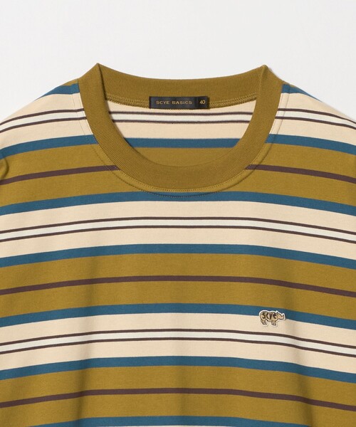 SCYE BASICS(サイベーシックス)の「<SCYE BASICS> ボーダー ロングスリーブ Tシャツ(Tシャツ/カットソー・メンズ・オレンジ/ターコイズブルー系・40/38/36)」の4枚目の写真