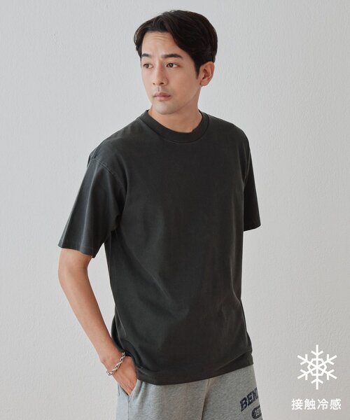 DISCOAT(ディスコート)の「【Enlude】接触冷感ピグメントTシャツ《ユニセックス》(Tシャツ/カットソー・メンズ・ブラック/ブラウン/オフホワイト・MEDIUM/LARGE)」の1枚目の写真