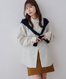 【Enlude】アソートストライプフリンジオーバーシャツ《ユニセックス》