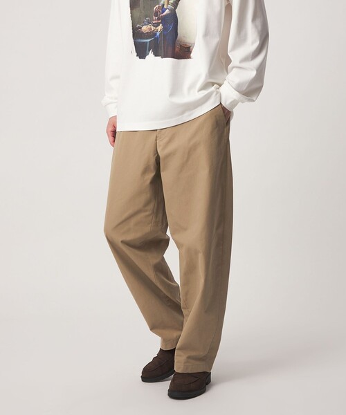 green label relaxing(グリーンレーベルリラクシング)の「TC ツイル ピーチ バレル ワイド パンツ W4(その他パンツ・メンズ・ベージュ/ブラック/ダークブラウン・M/S/L/XL)」の1枚目の写真