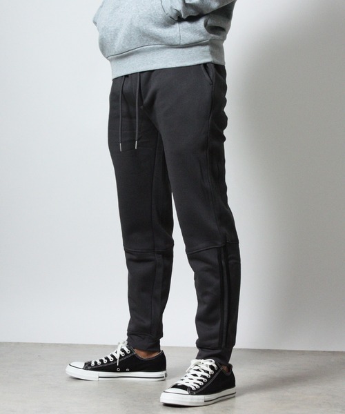 NYLAUS（ナイラス）の「【Nylaus】裏起毛 サイドライン スウェットパンツ スリムパンツ ストレッチパンツ（スウェットパンツ・メンズ・ブラック/チャコール/杢グレー・M）」の3枚目の写真