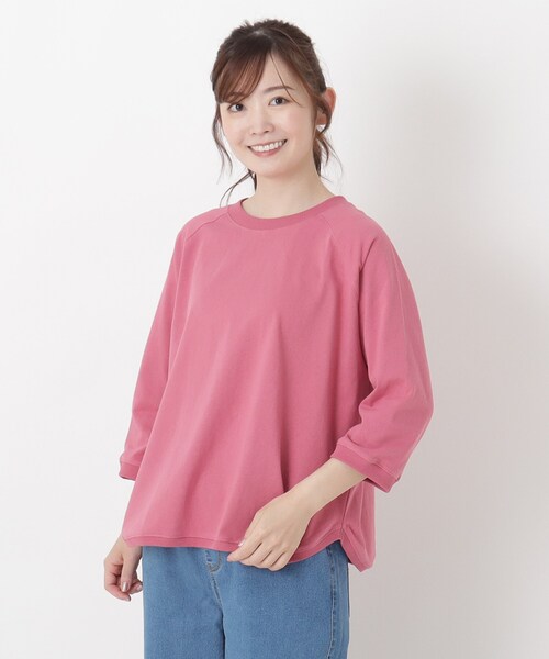 one'sterrace(ワンズテラス)の「綿天竺 ラグランワイド7分袖プルオーバー(Tシャツ/カットソー・レディース・グリーン系その他6/ブルー系その他7/ブラック系8/ピンク系9/アイボリー系8・02)」の5枚目の写真