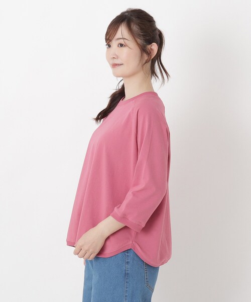 one'sterrace(ワンズテラス)の「綿天竺 ラグランワイド7分袖プルオーバー(Tシャツ/カットソー・レディース・グリーン系その他6/ブルー系その他7/ブラック系8/ピンク系9/アイボリー系8・02)」の6枚目の写真
