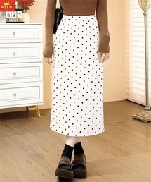 ドット柄バックスリットスカート 水玉柄スカート