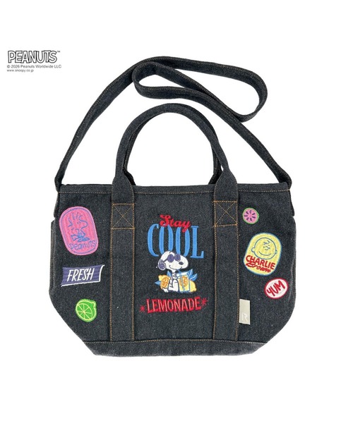 PEANUTS(ピーナッツ)の「ルートート / スヌーピー トートバッグ 2way ショルダーバッグ 刺繍 リサイクルコットン IP.デリ.シシュウ.ピーナッツ-1K(ショルダーバッグ・レディース・グレー/サックスブルー/ネイビー・FREE)」の4枚目の写真