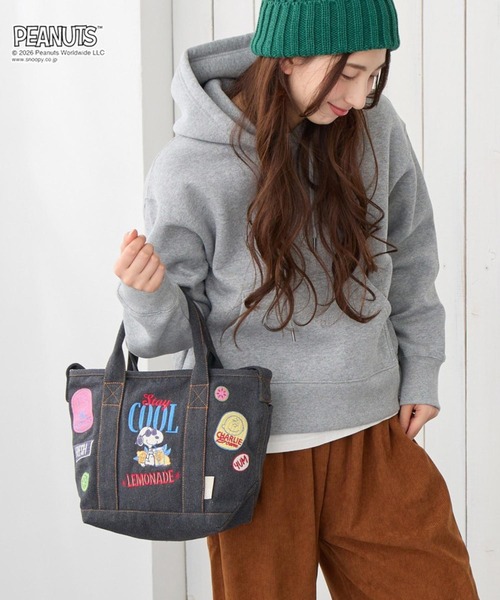 PEANUTS(ピーナッツ)の「ルートート / スヌーピー トートバッグ 2way ショルダーバッグ 刺繍 リサイクルコットン IP.デリ.シシュウ.ピーナッツ-1K(ショルダーバッグ・レディース・グレー/サックスブルー/ネイビー・FREE)」の10枚目の写真