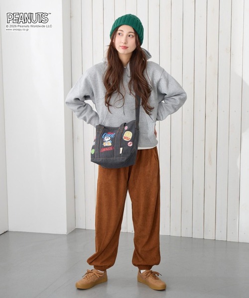 PEANUTS(ピーナッツ)の「ルートート / スヌーピー トートバッグ 2way ショルダーバッグ 刺繍 リサイクルコットン IP.デリ.シシュウ.ピーナッツ-1K(ショルダーバッグ・レディース・グレー/サックスブルー/ネイビー・FREE)」の11枚目の写真