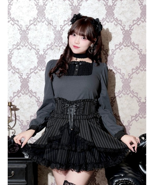 NOEMIE(ノエミー)の「ゴシックスクエアヨークチョーカー付きカットソー(Tシャツ/カットソー・レディース・パープル/ダークグレー/ブラック・M)」の2枚目の写真