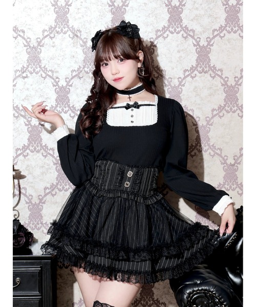 NOEMIE(ノエミー)の「ゴシックスクエアヨークチョーカー付きカットソー(Tシャツ/カットソー・レディース・パープル/ダークグレー/ブラック・M)」の1枚目の写真