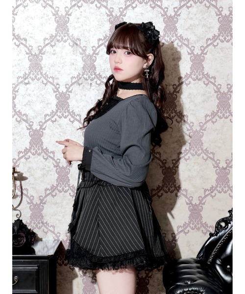 NOEMIE(ノエミー)の「ゴシックスクエアヨークチョーカー付きカットソー(Tシャツ/カットソー・レディース・パープル/ダークグレー/ブラック・M)」の5枚目の写真