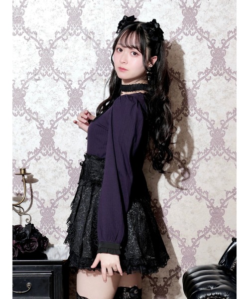 NOEMIE(ノエミー)の「ゴシックスクエアヨークチョーカー付きカットソー(Tシャツ/カットソー・レディース・パープル/ダークグレー/ブラック・M)」の8枚目の写真