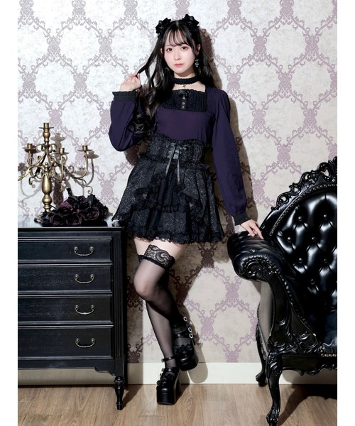 NOEMIE(ノエミー)の「ゴシックスクエアヨークチョーカー付きカットソー(Tシャツ/カットソー・レディース・パープル/ダークグレー/ブラック・M)」の10枚目の写真