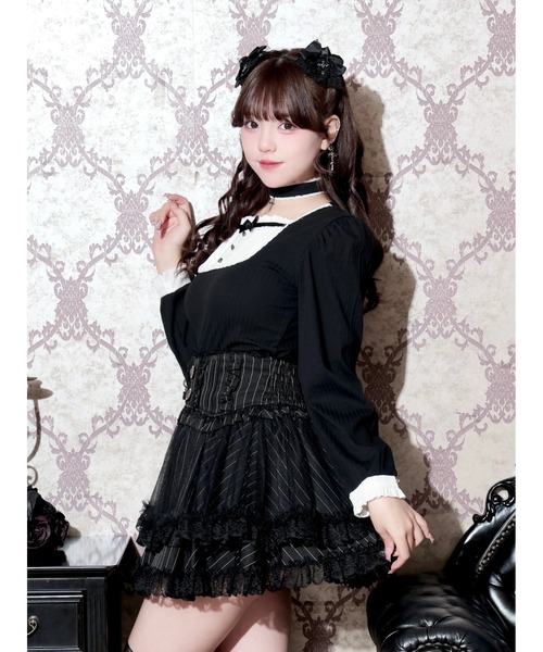 NOEMIE(ノエミー)の「ゴシックスクエアヨークチョーカー付きカットソー(Tシャツ/カットソー・レディース・パープル/ダークグレー/ブラック・M)」の11枚目の写真