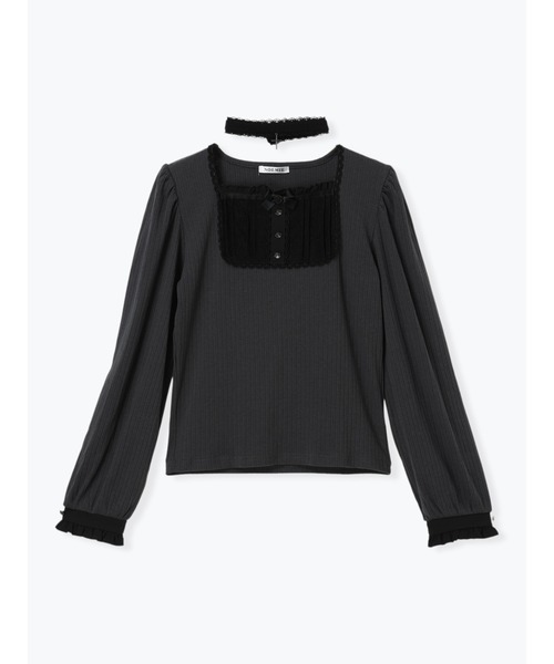 NOEMIE(ノエミー)の「ゴシックスクエアヨークチョーカー付きカットソー(Tシャツ/カットソー・レディース・パープル/ダークグレー/ブラック・M)」の14枚目の写真