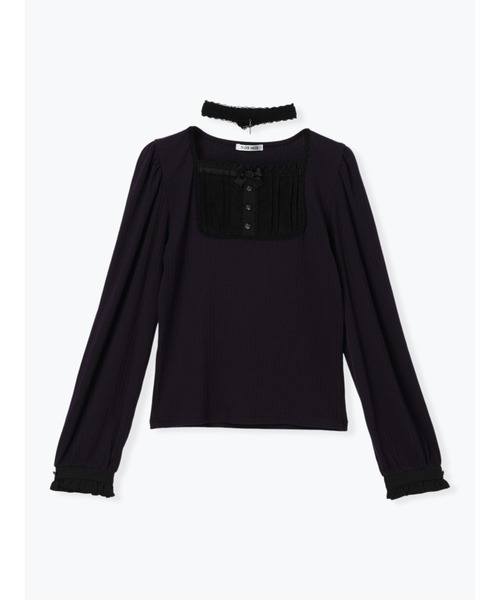 NOEMIE(ノエミー)の「ゴシックスクエアヨークチョーカー付きカットソー(Tシャツ/カットソー・レディース・パープル/ダークグレー/ブラック・M)」の15枚目の写真
