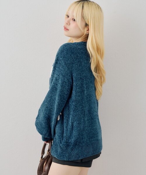 continuer de NICE CLAUP(コンティニューデナイスクラップ)の「ゆるっとロゴベロアモールニット(ニット/セーター・レディース・オフホワイト/ブラック/ボルドー/グリーン・FREE)」の18枚目の写真
