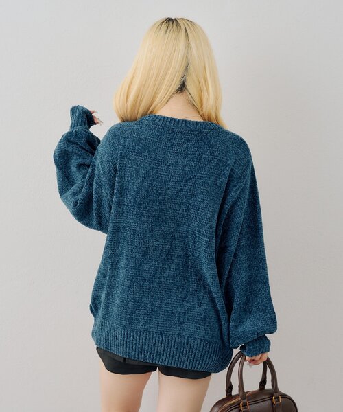 continuer de NICE CLAUP(コンティニューデナイスクラップ)の「ゆるっとロゴベロアモールニット(ニット/セーター・レディース・オフホワイト/ブラック/ボルドー/グリーン・FREE)」の20枚目の写真