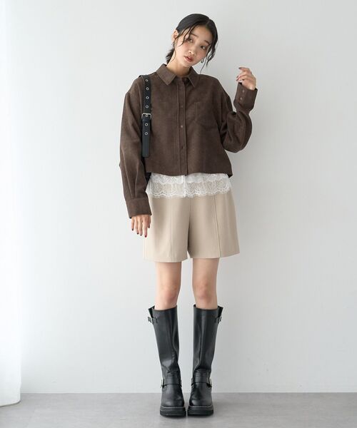 earth music&ecology（アースミュージックアンドエコロジー）の「レースレイヤードショートパンツ（その他パンツ・レディース・ベージュ/グレー/ブラック・FREE）」の12枚目の写真