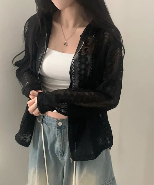Kuroba(クロバ)の「総レースZipパーカー(パーカー・レディース・ブラック/オフホワイト・FREE)」の17枚目の写真