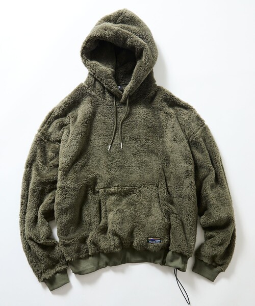 FREAK'S STORE（フリークスストア）の「限定展開 リラックスフィット シャギーフリース プルオーバー パーカー（パーカー・メンズ・グレイッシュベージュ/ブラック/オリーブ/スミクロ・LARGE/MEDIUM/SMALL）」の12枚目の写真