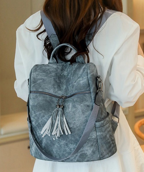Miniministore(ミニミニストア)の「大容量リュック PUレザーリュックサック(バックパック/リュック・レディース・ブルーグリーン/ブラウン/ベージュ/チャコールグレー・FREE)」の4枚目の写真