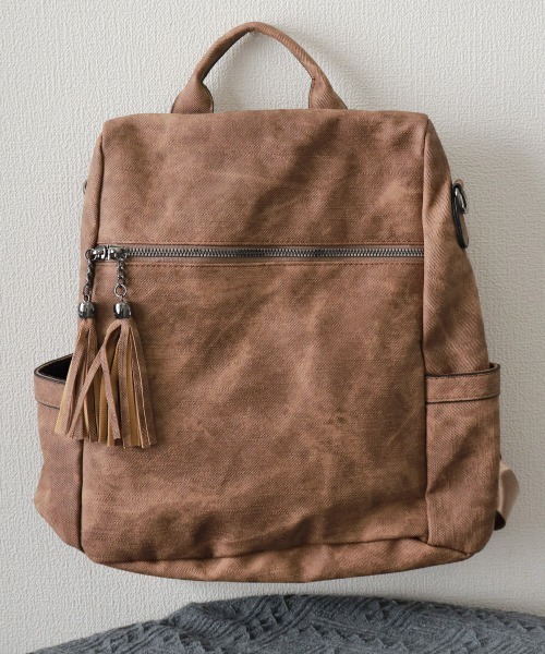 Miniministore(ミニミニストア)の「大容量リュック PUレザーリュックサック(バックパック/リュック・レディース・ブルーグリーン/ブラウン/ベージュ/チャコールグレー・FREE)」の14枚目の写真