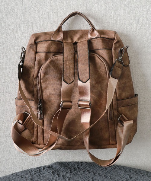 Miniministore(ミニミニストア)の「大容量リュック PUレザーリュックサック(バックパック/リュック・レディース・ブルーグリーン/ブラウン/ベージュ/チャコールグレー・FREE)」の15枚目の写真