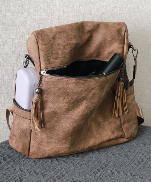 Miniministore(ミニミニストア)の「大容量リュック PUレザーリュックサック(バックパック/リュック・レディース・ブルーグリーン/ブラウン/ベージュ/チャコールグレー・FREE)」の18枚目の写真