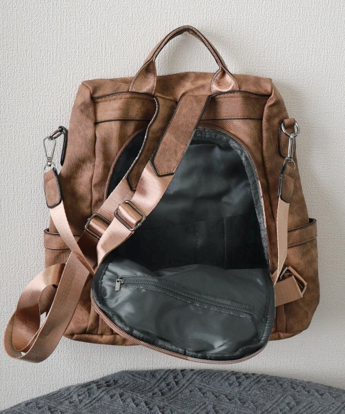 Miniministore(ミニミニストア)の「大容量リュック PUレザーリュックサック(バックパック/リュック・レディース・ブルーグリーン/ブラウン/ベージュ/チャコールグレー・FREE)」の19枚目の写真