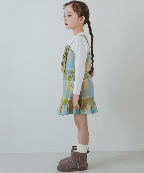 BRANSHES(ブランシェス)の「【おそろい】レトロチェック柄ビスチェトップスセット(その他トップス・キッズ・オレンジ/ライトグリーン・100/150/140/110/130/120)」の13枚目の写真