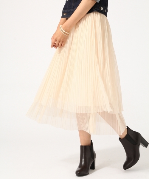 GLOBAL WORK（グローバルワーク）の「チュールティアードスカート/727341（スカート・レディース・オフホワイト/ネイビー/グリーン・LARGE/MEDIUM）」の2枚目の写真